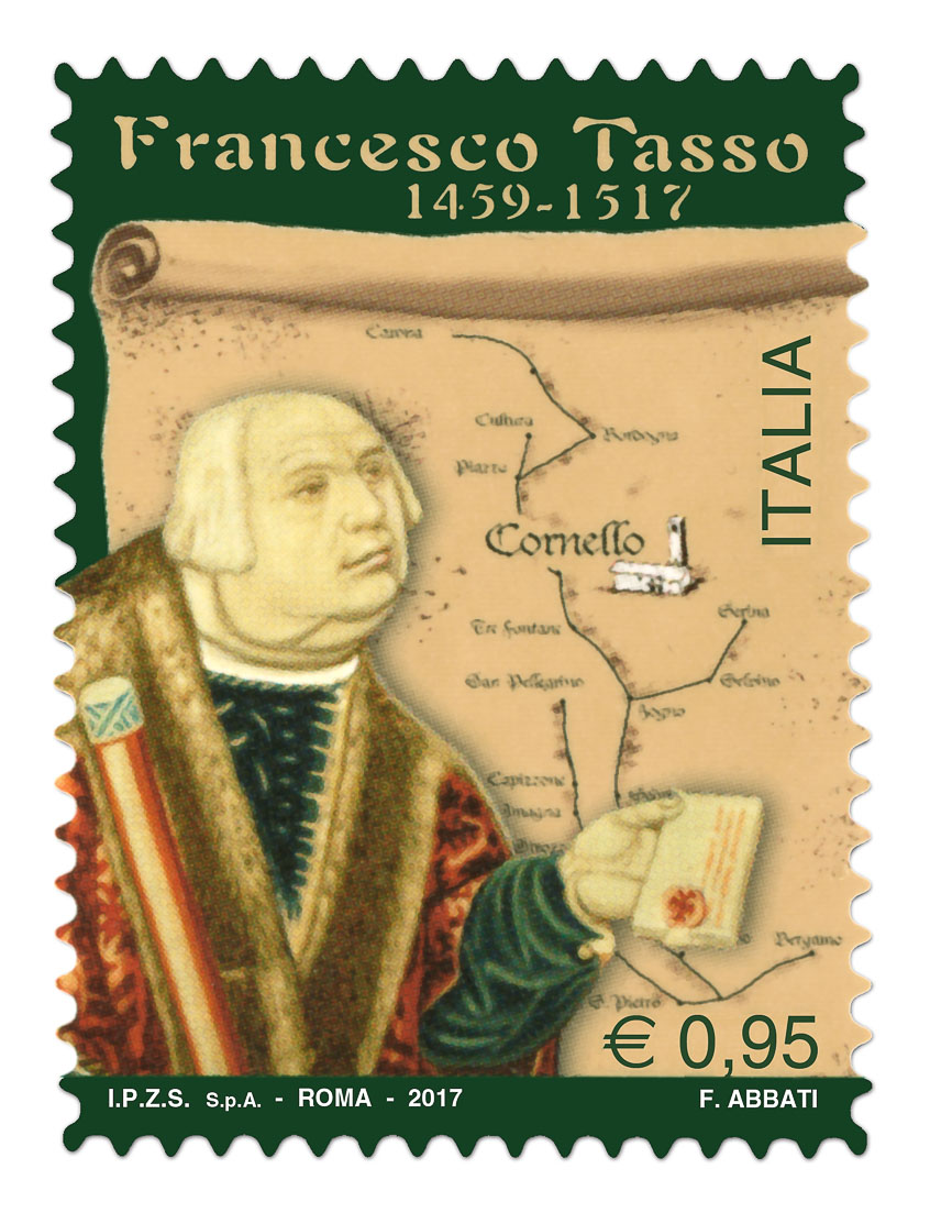 Il francobollo commemorativo dedicato a Francesco Tasso emesso da Poste Italiane.